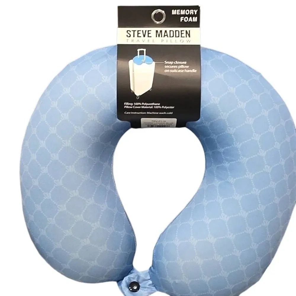 Steve Madden Logo Memory Foam Travel‎ Pillow- Blue